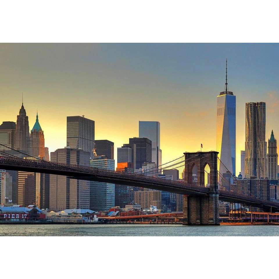 Fotobehang - Brooklyn Bridge At Sunset - 366 x 254 cm - Multi product