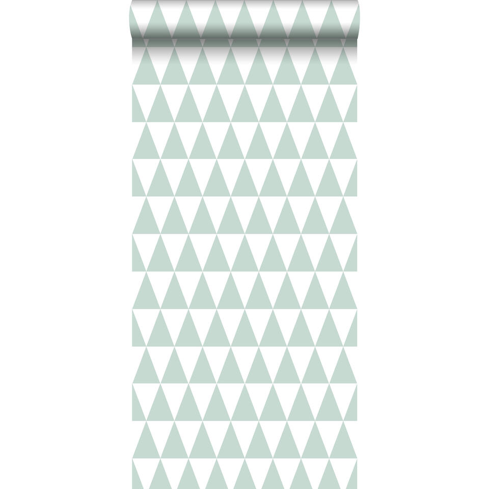 ESTAhome behang - driehoeken - mintgroen en wit - 53 cm x 10,05 m product