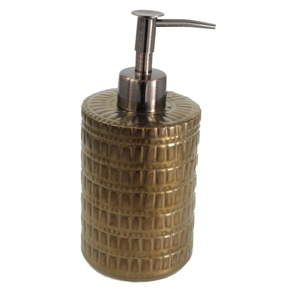 Luxury houseware Zeepdispenser - keramiek - bronskleurig - 20 cm product