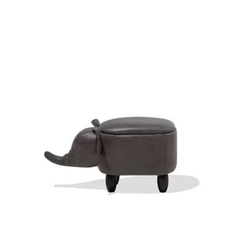 Beliani Dierenhocker ELEPHANT - grijs kunstleer