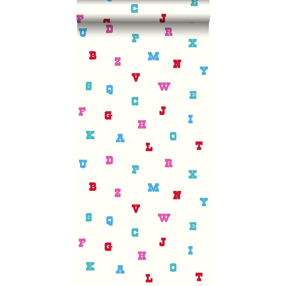 ESTAhome behang - alfabet - turquoise en roze - 53 cm x 10,05 m product