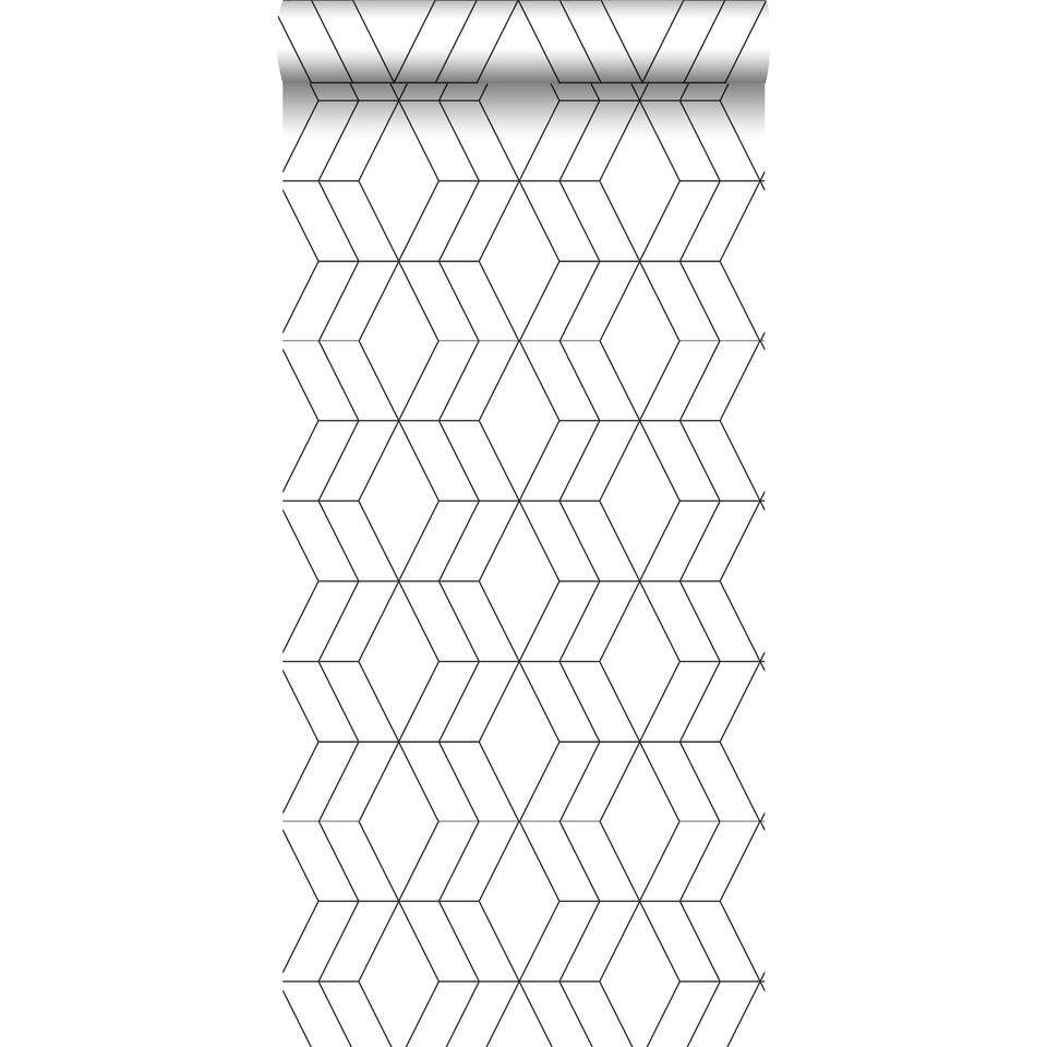 ESTAhome behang - art deco motief - wit zwart 0.53 x 10.05 m | Leen Bakker