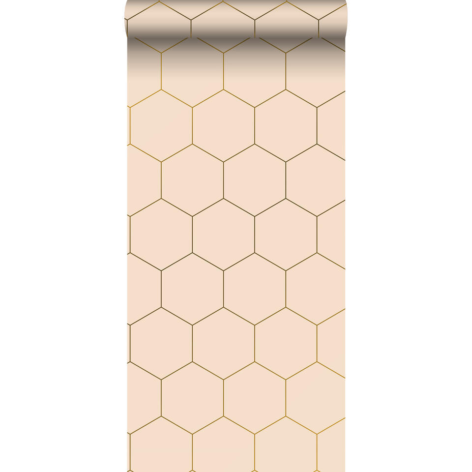 ESTAhome behang - honingraat-motief - perzikroze - 0.53 x 10.05 m product