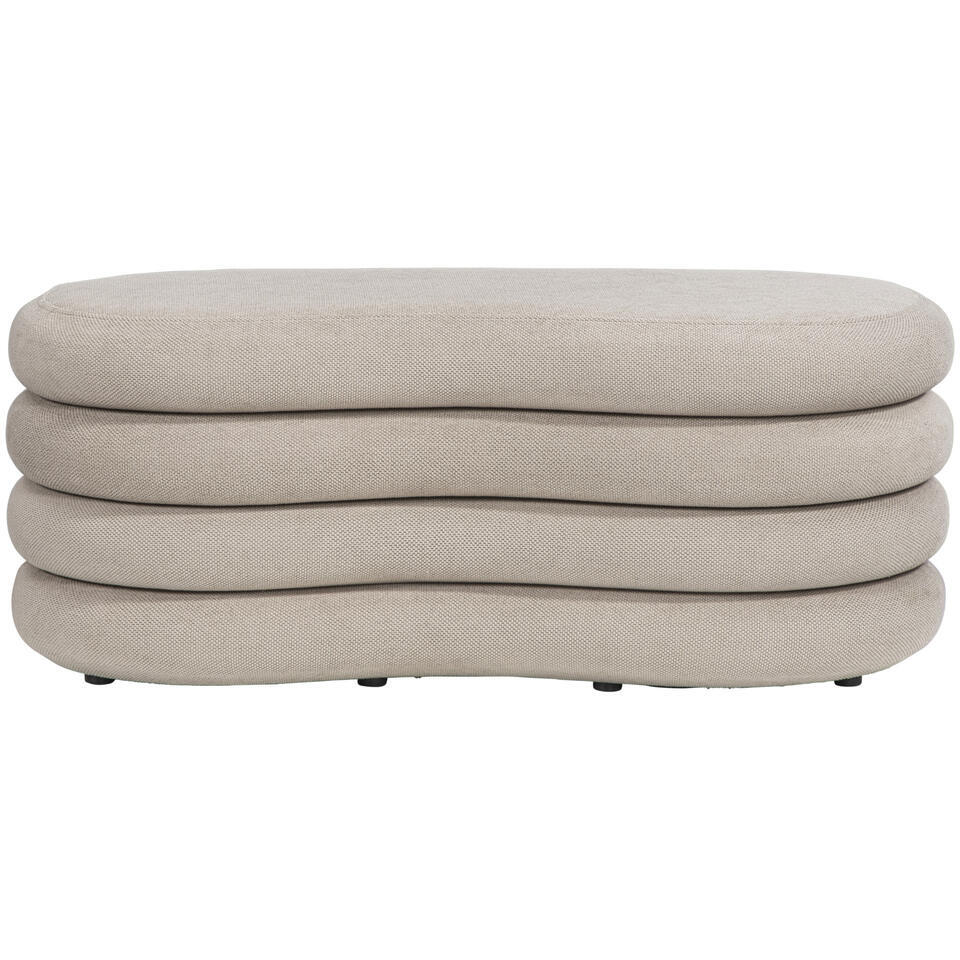 Leen Bakker - Poef Fitero - 41x106x43 Cm - Stof - Beige