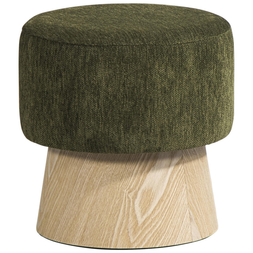 Leen Bakker Poef Almeria 40xØ40 Cm Stof Groen