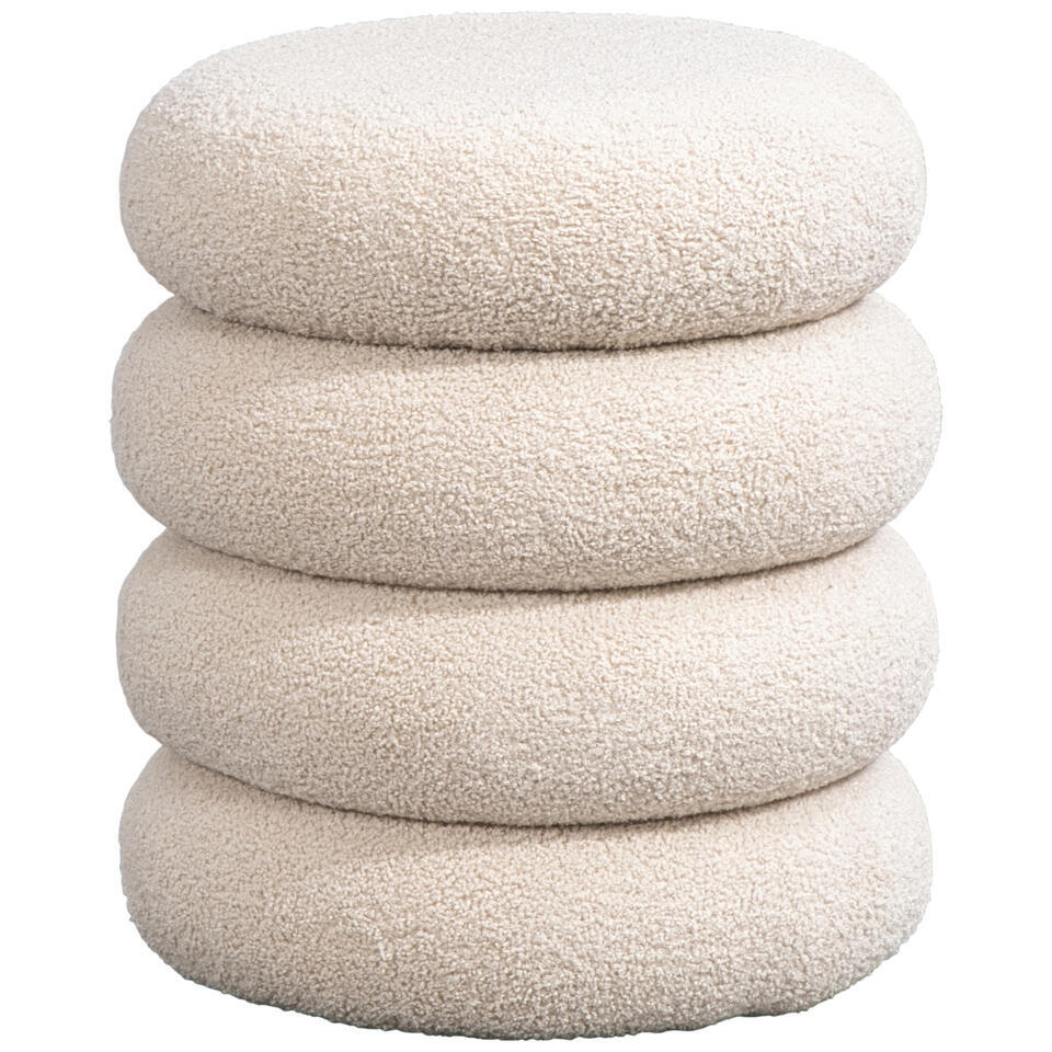 Leen Bakker Poef Daroca 50xØ45 Cm Stof Beige