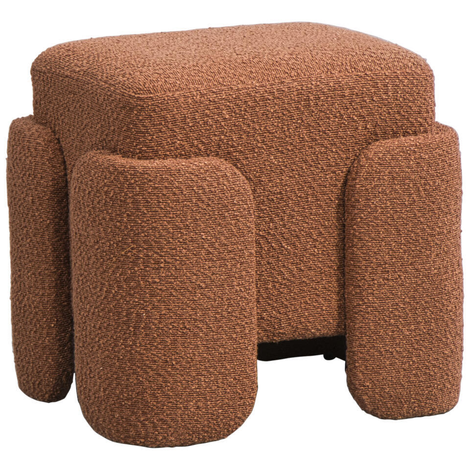 Leen Bakker - Poef Lorca - 40xØ37 Cm - Stof - Bruin