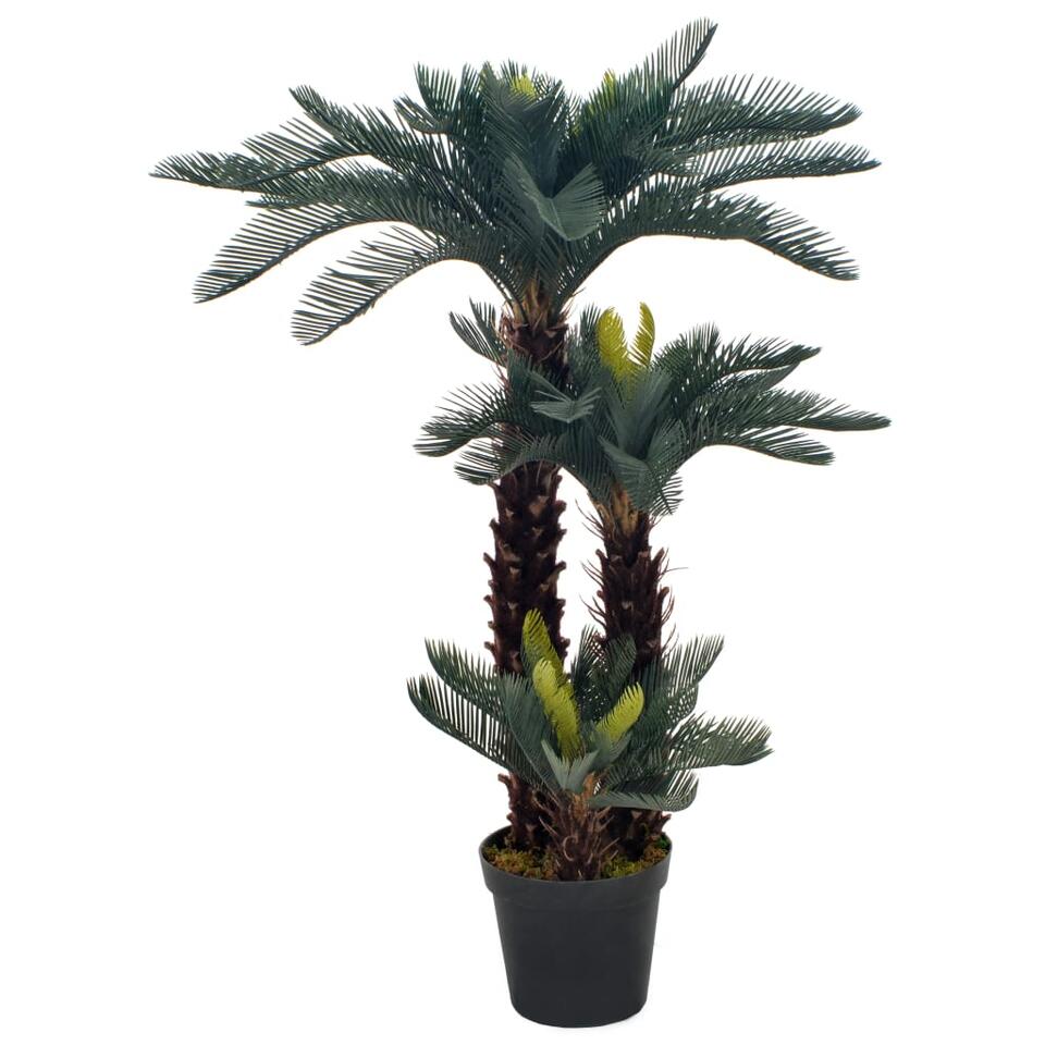 vidaXL Kunstplant met pot cycaspalm 125 cm groen product