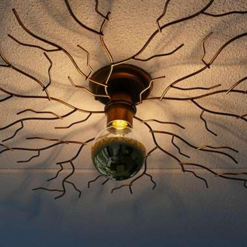 Ylumen Plafondlamp Bichero Ø 80 cm - incl LED Kopspiegel - goud-bruin
