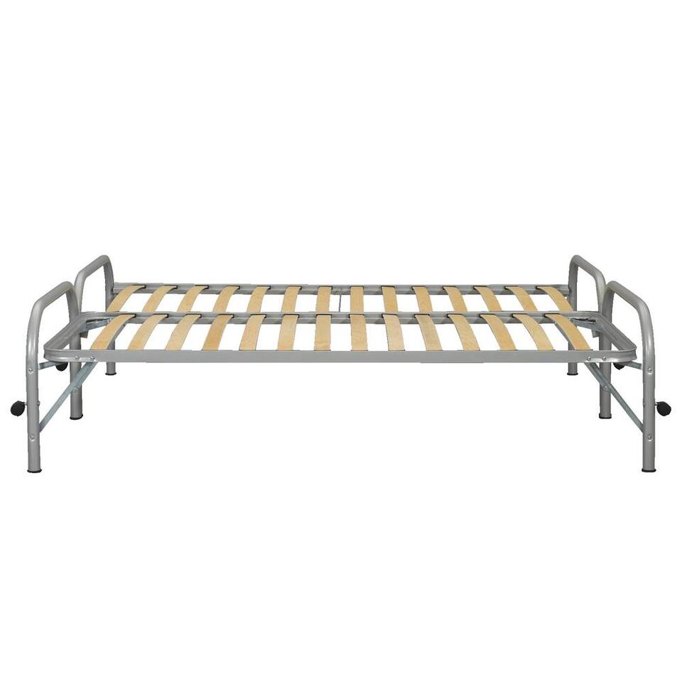 Bed Pascal (incl. onderschuifbed) - aluminiumkleur - 90x200 cm