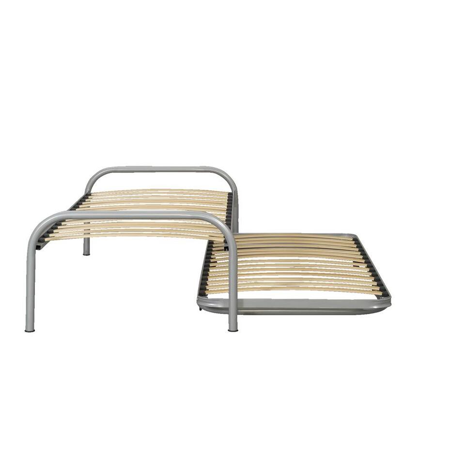 Bed Pascal (incl. onderschuifbed) - aluminiumkleur - 90x200 cm