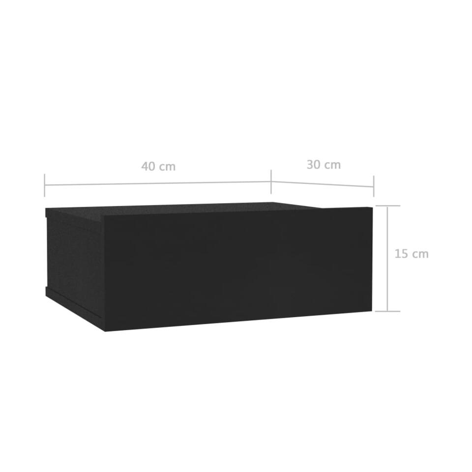 atoom Zelden volgorde vidaXL Nachtkastje zwevend 40x30x15 cm bewerkt hout zwart | Leen Bakker
