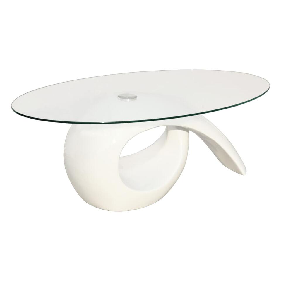 Herrie Hijgend Trekken VIDAXL Salontafel met ovaal glazen tafelblad hoogglans wit | Leen Bakker