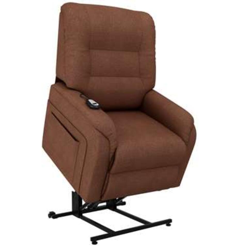vidaxl fauteuil elektrisch sta op stoel stof bruin leen bakker