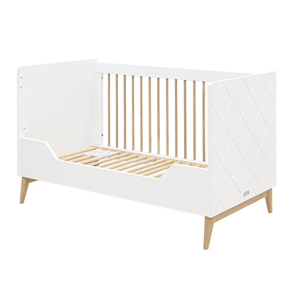 Je zal beter worden Vooruitzien Glimmend Bopita babybed en peuterbed bedbank Paris - wit/hout - 70x140 cm | Leen  Bakker