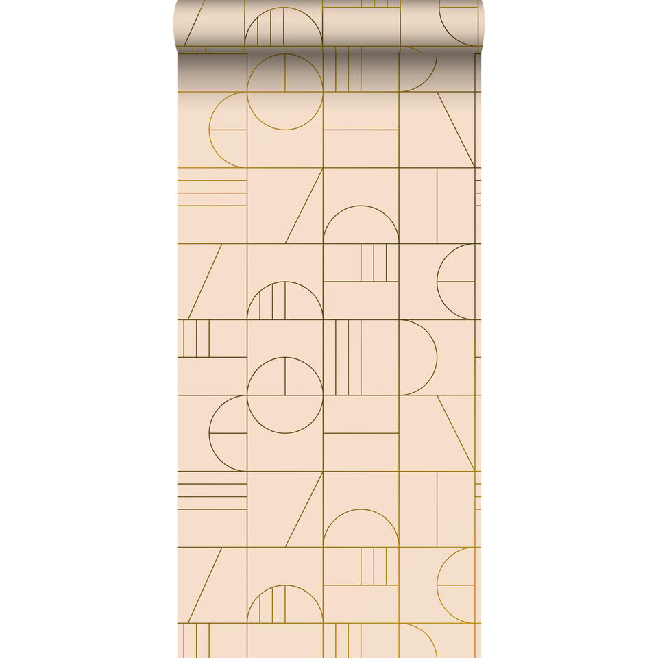 ESTAhome behang - art deco - perzikroze en goud - 0.53 x 10.05 m product