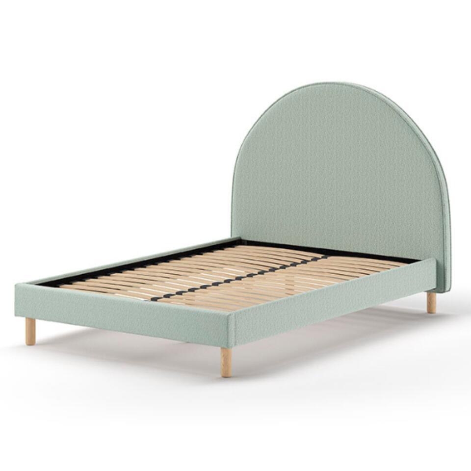 Leen Bakker - Vipack Bed Moon - Mint - 140x200 Cm - Stof - Groen - 212x147x132 Cm