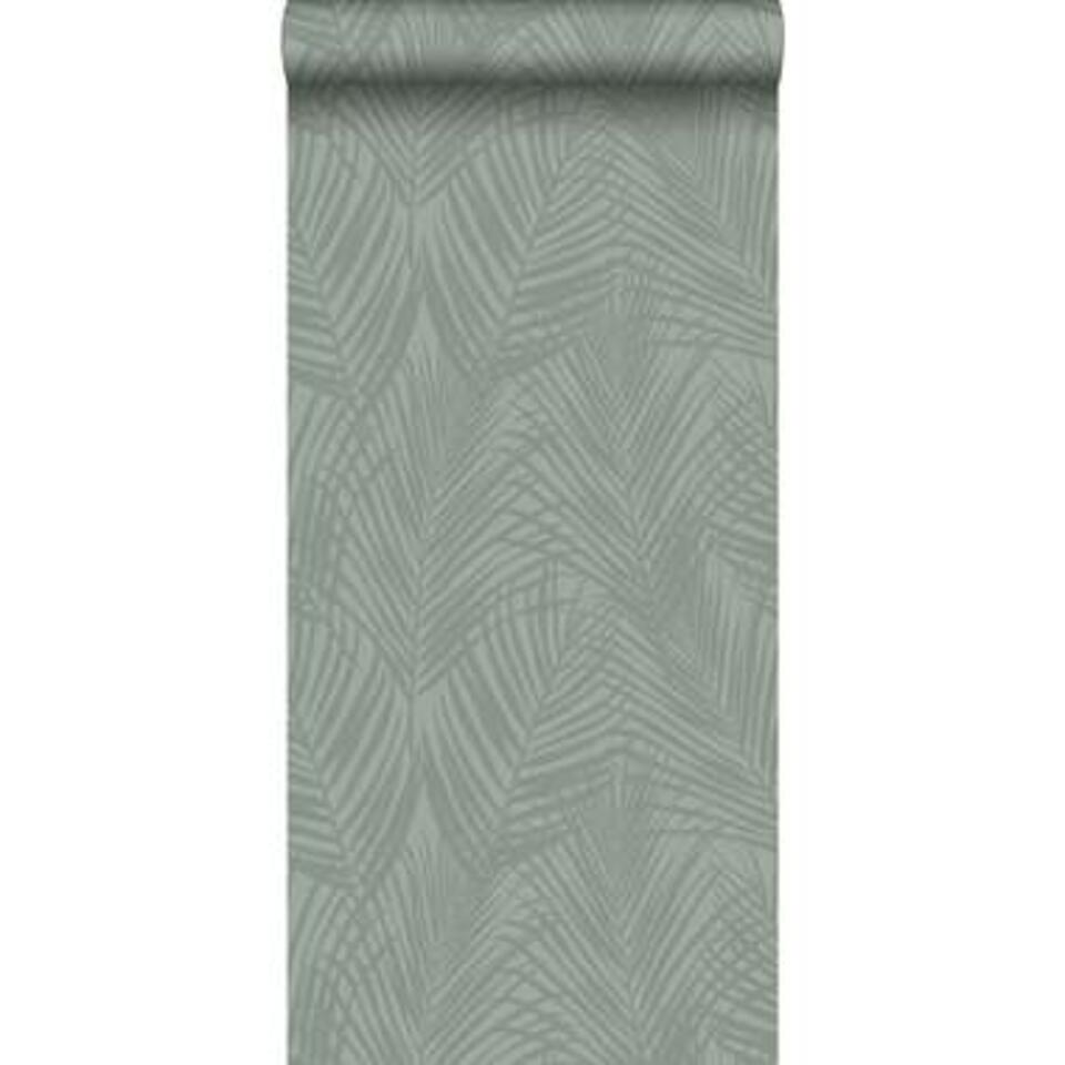 fout Kleverig Melancholie Origin behang - palmbladeren - vergrijsd groen - 0.53 x 10.05 m | Leen  Bakker