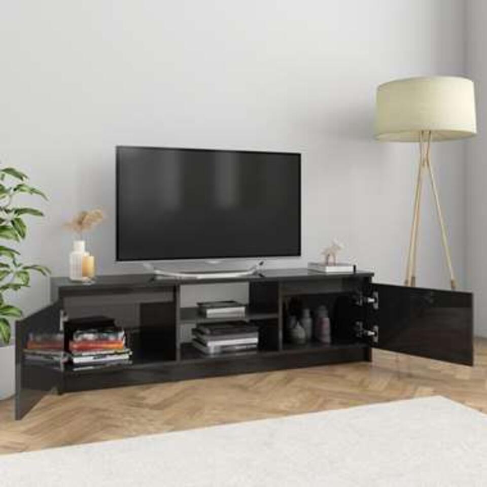 VIDAXL Tv-meubel 120x30x35,5 cm spaanplaat hoogglans zwart