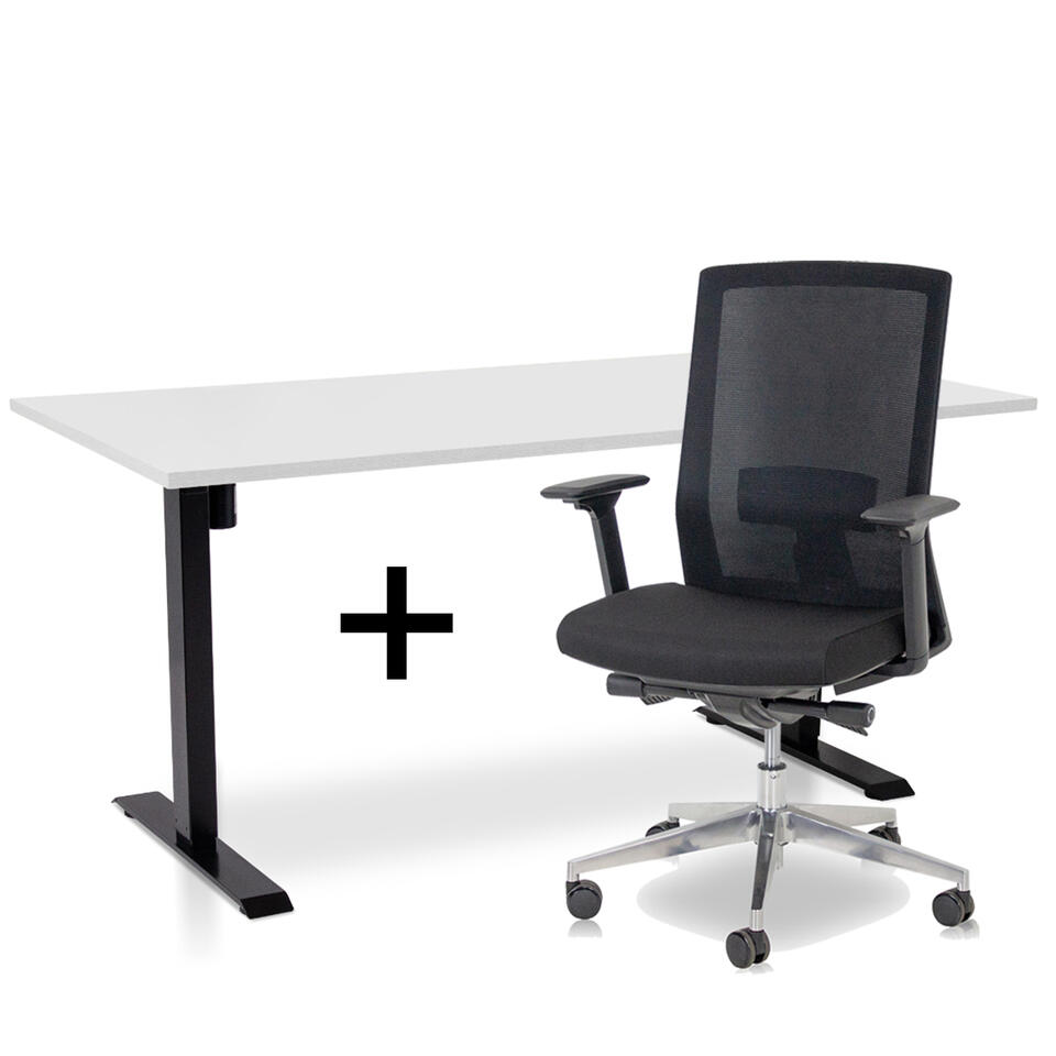 MRC EASY Set - Zit-sta bureau + bureaustoel - 160x80 - wit