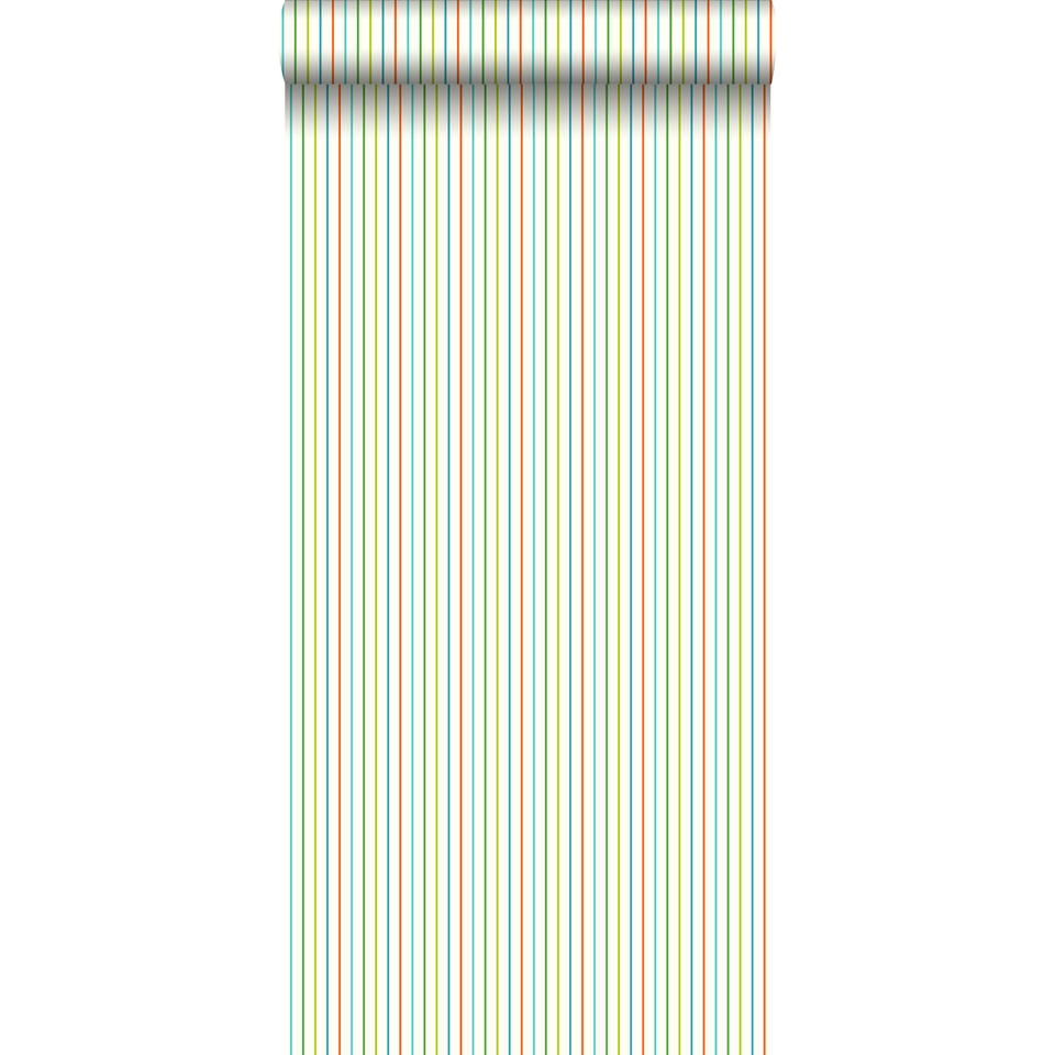 ESTAhome behang - strepen - limegroen en turquoise - 53 cm x 10,05 m product