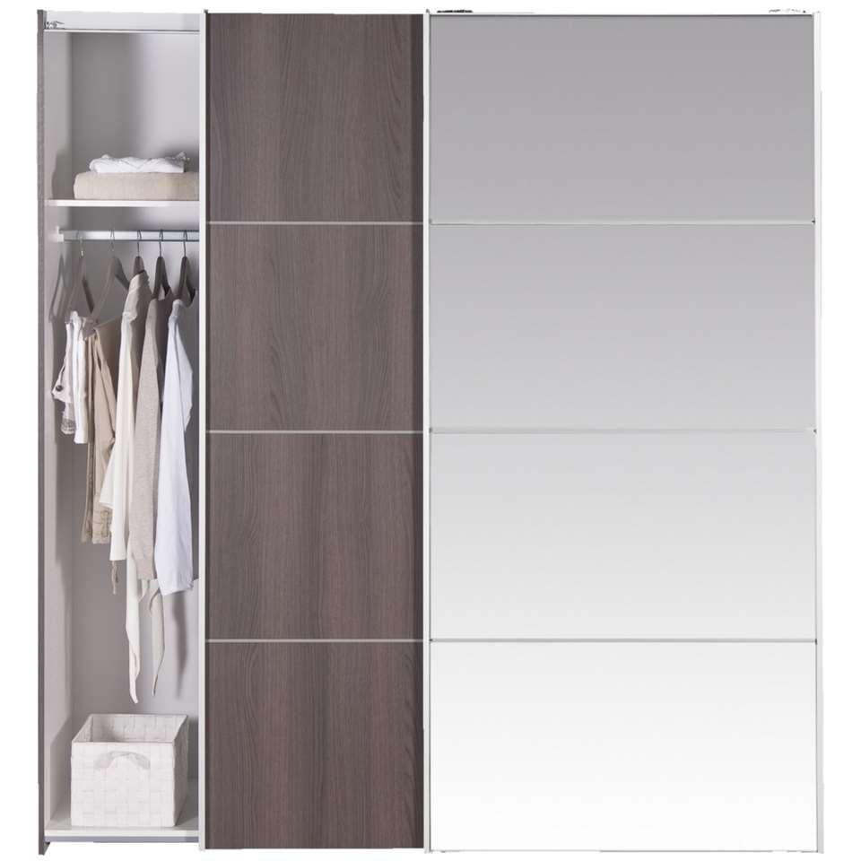 Schuifdeurkast Verona - grijs eiken/spiegel - 200x182x64 cm | Leen