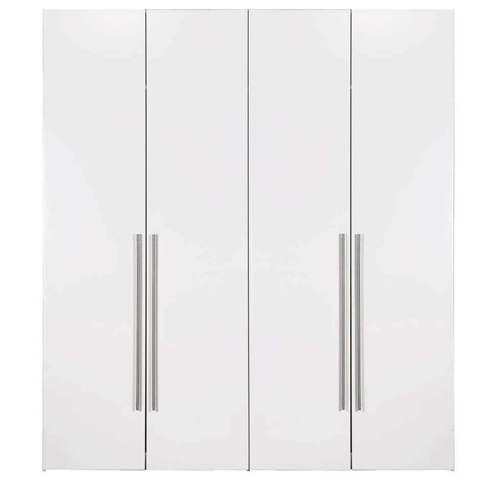 Kledingkast Bergen 4-deurs – wit – 219x196x59,5 cm – Leen Bakker