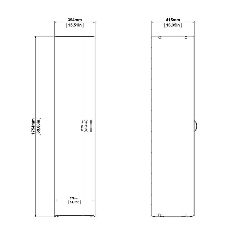 Kledingkast Space 1-deurs - wit - 175,4x39,4x41,5 cm