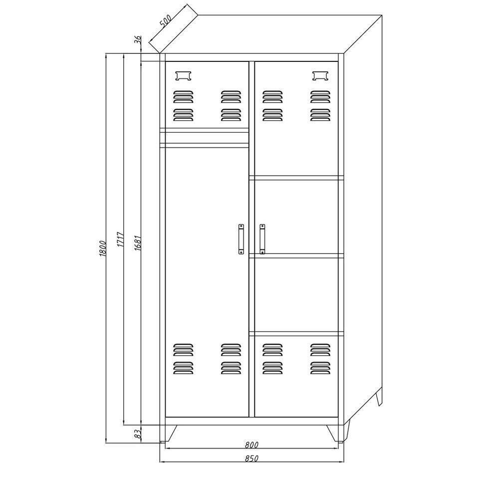 Kledingkast Mick 2-deurs - antraciet - 180x85x50 cm
