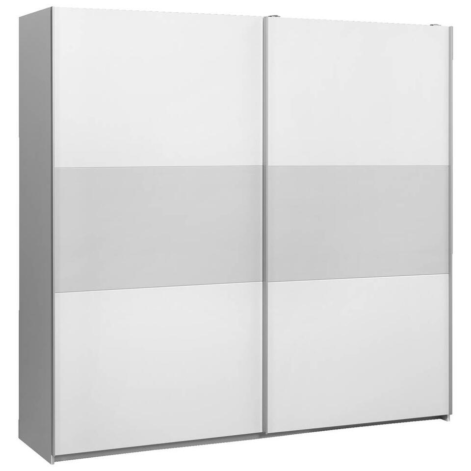 Schuifdeurkast Napoli wit/grijs softclose - 210x215x60 cm