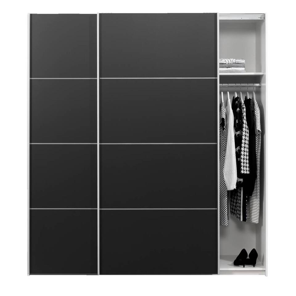Onderzoek resterend gunstig Schuifdeurkast Verona wit - zwart - 200x182x64 cm | Leen Bakker