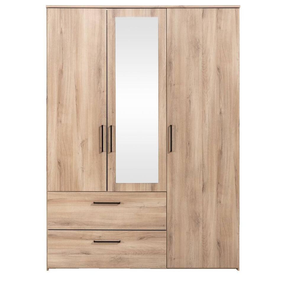 Kledingkast Orleans 3 deurs - eikenkleur - 201x145x58 cm