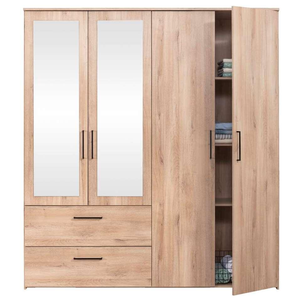 Kledingkast Orleans 4 deurs - eikenkleur - 201x181x58 cm