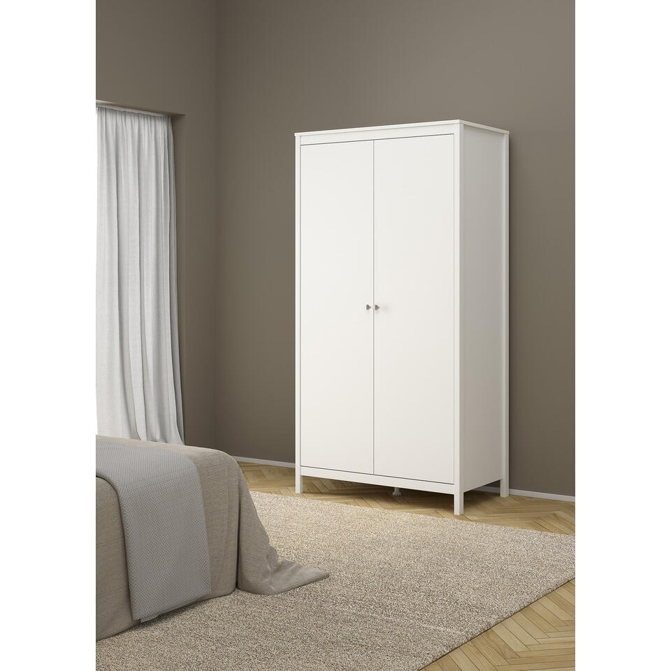 Kledingkast Madeira 2-deurs - wit - 199x102x58 cm | Leen Bakker