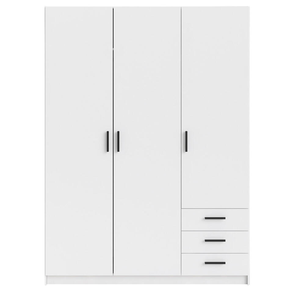 Kledingkast Sprint 3-deurs wit - 200x147x50 cm Leen Bakker