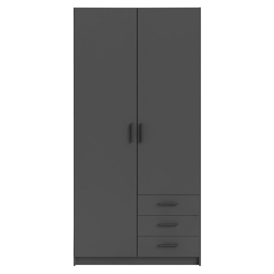 waterval temperatuur Veroveren Kledingkast Sprint 2-deurs - antracietkleur - 200x98,5x50 cm | Leen Bakker
