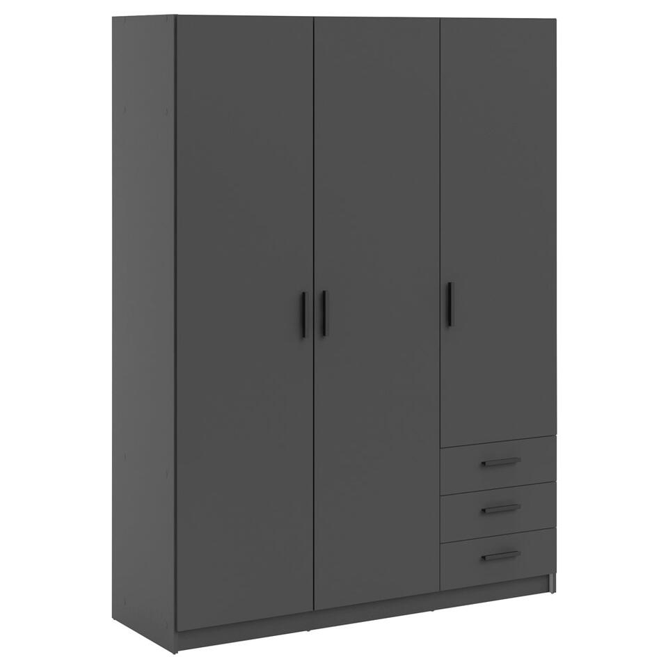 Kledingkast Sprint 3-deurs - antracietkleur - 200x147x50 cm