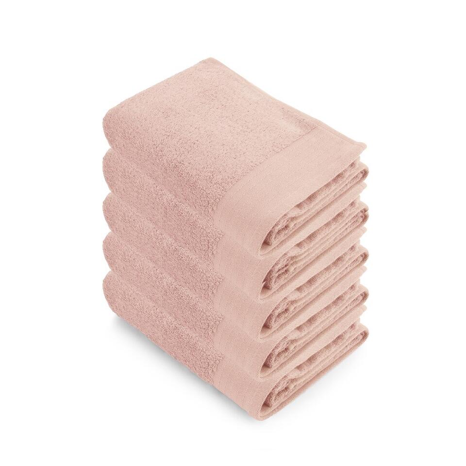 Maak het zwaar Wijzerplaat Dubbelzinnigheid Walra - Baddoek Soft Cotton - 5x 60x110 - Roze | Leen Bakker