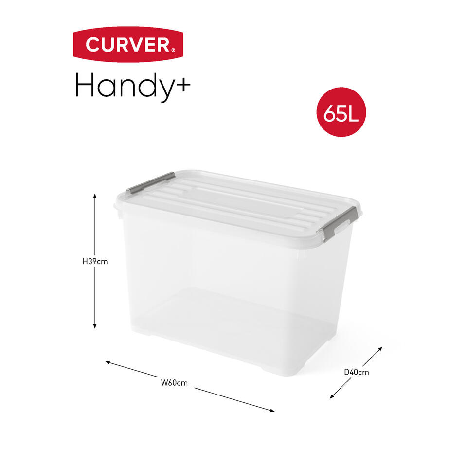Curver Handy+ Opbergbox - 65L - 6 stuks - Transparant