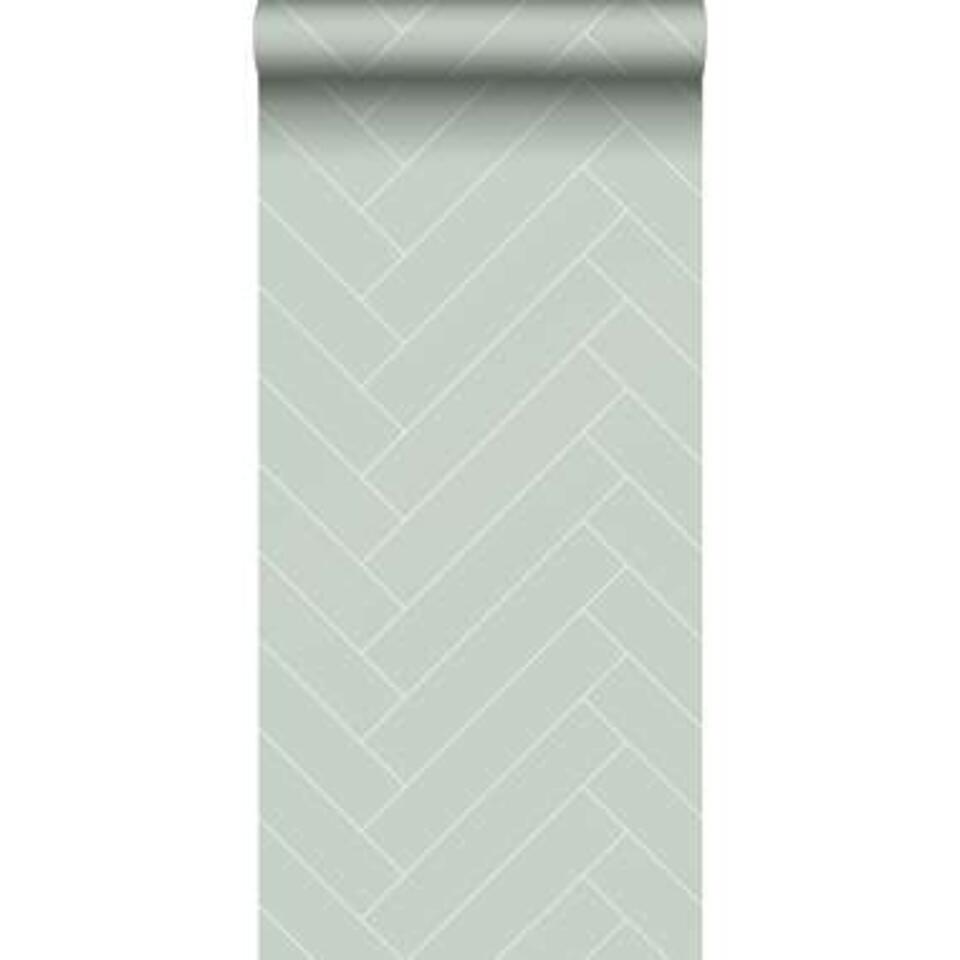 ESTAhome behang - visgraat-motief - mintgroen en wit - 0.53 x 10.05 m product