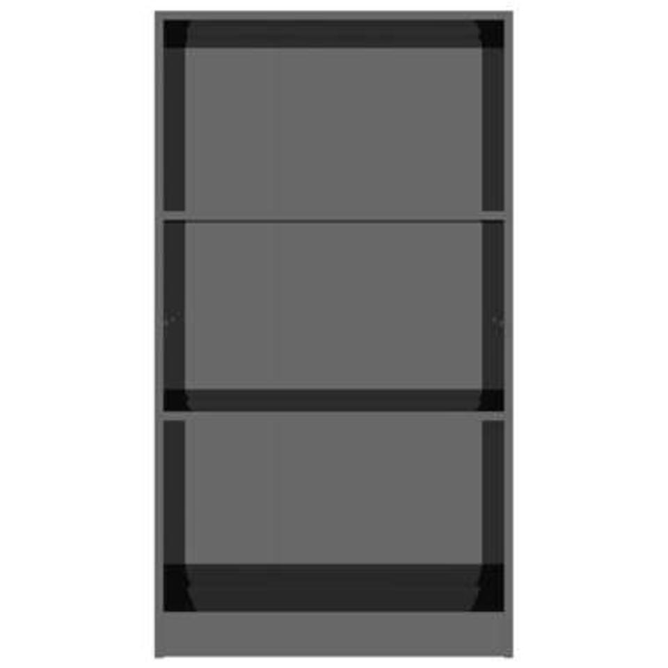 VIDAXL Boekenkast 3 schappen 60x24x108 cm spaanplaat hoogglans zwart