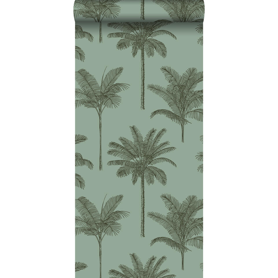 ESTAhome behang - palmbomen - vergrijsd groen - 0.53 x 10.05 m product