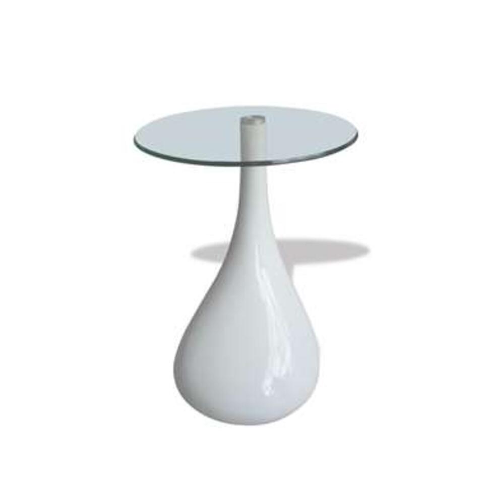 VIDAXL Salontafel met rond glazen tafelblad hoogglans wit