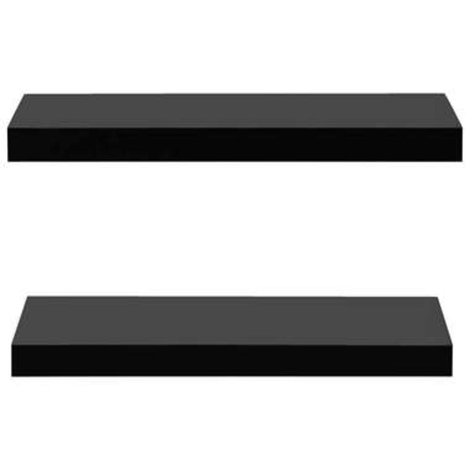 VIDAXL Wandplanken - zwevend - 2 st - 40x20x3,8 cm - zwart
