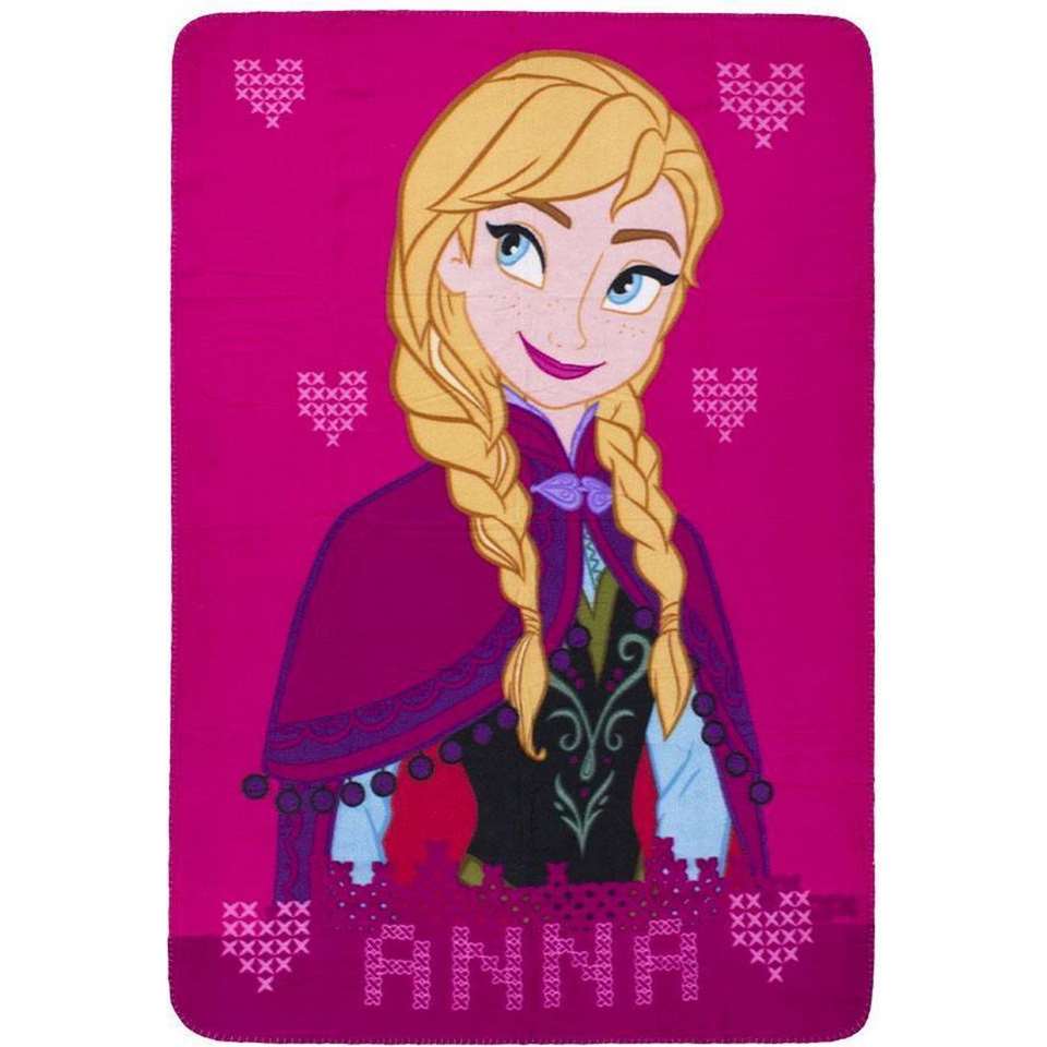 Disney Frozen Rose Anna Fleece plaid - 140 x 100 cm - Roze