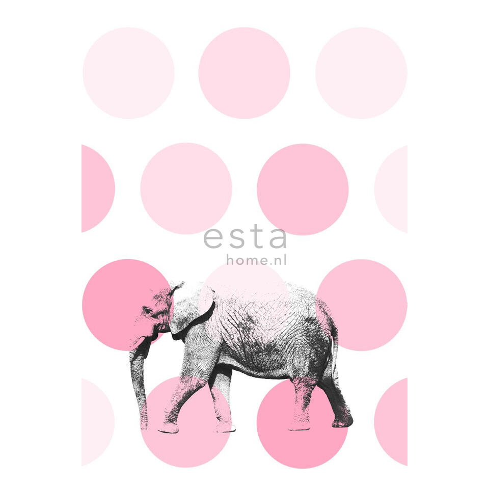 ESTAhome fotobehang - olifant - roze - 186 cm x 2,79 m product
