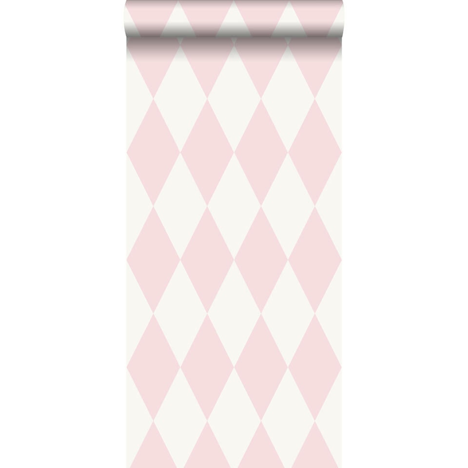 Origin behang - ruiten roze - 0.53 x 10.05 m | Bakker