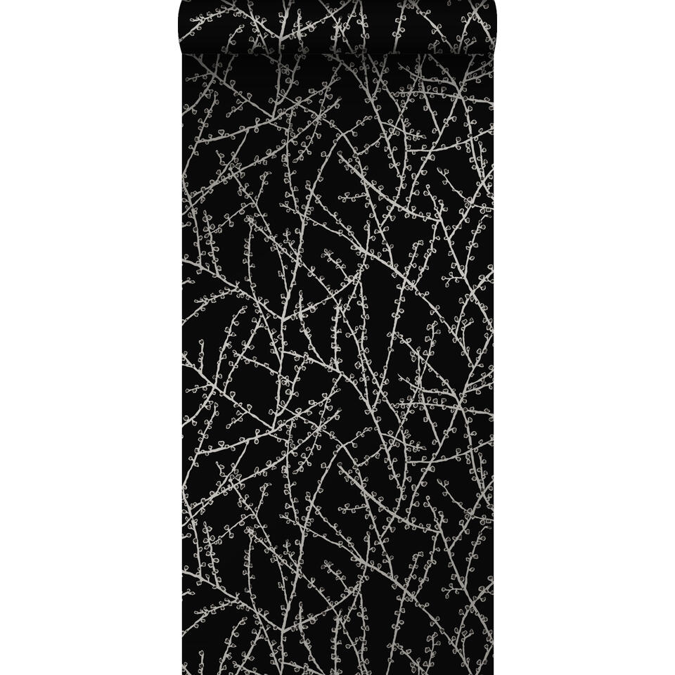 Origin behang - bloesemtakken - mat zwart en grijs - 53 cm x 10,05 m product