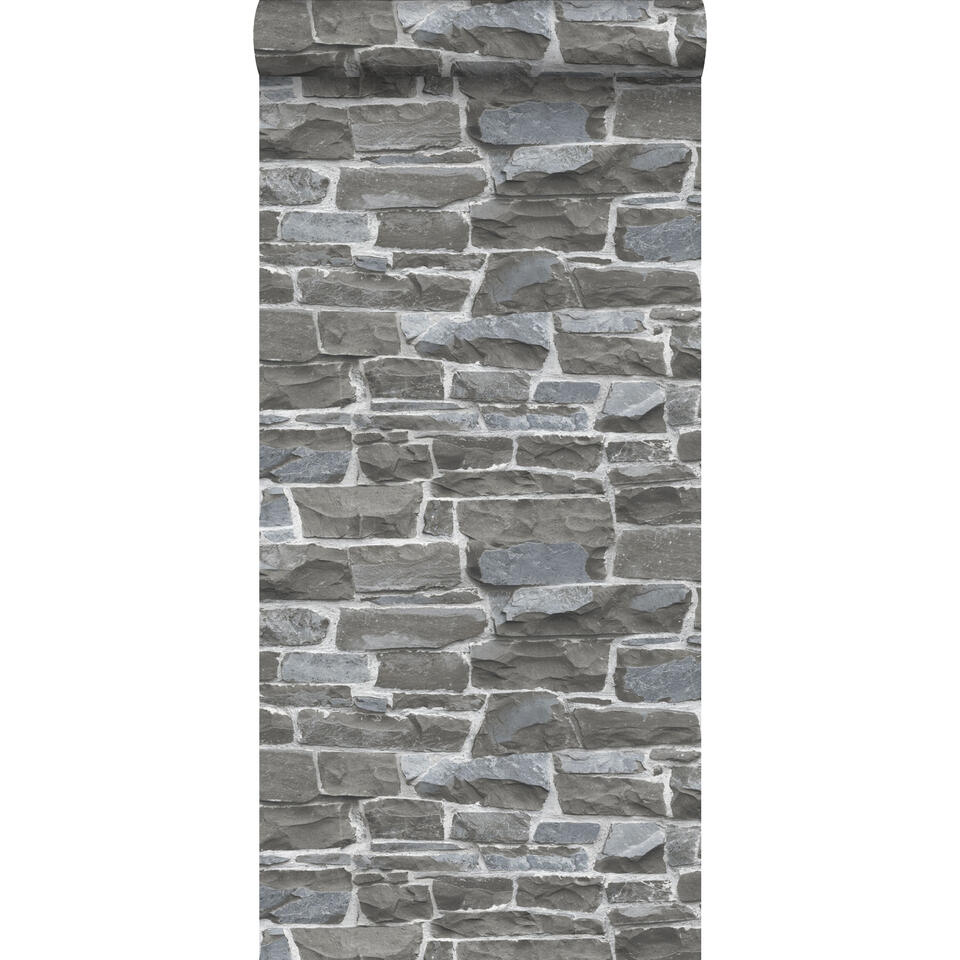 ESTAhome behang - stenen muur - donkergrijs - 53 cm x 10,05 m product