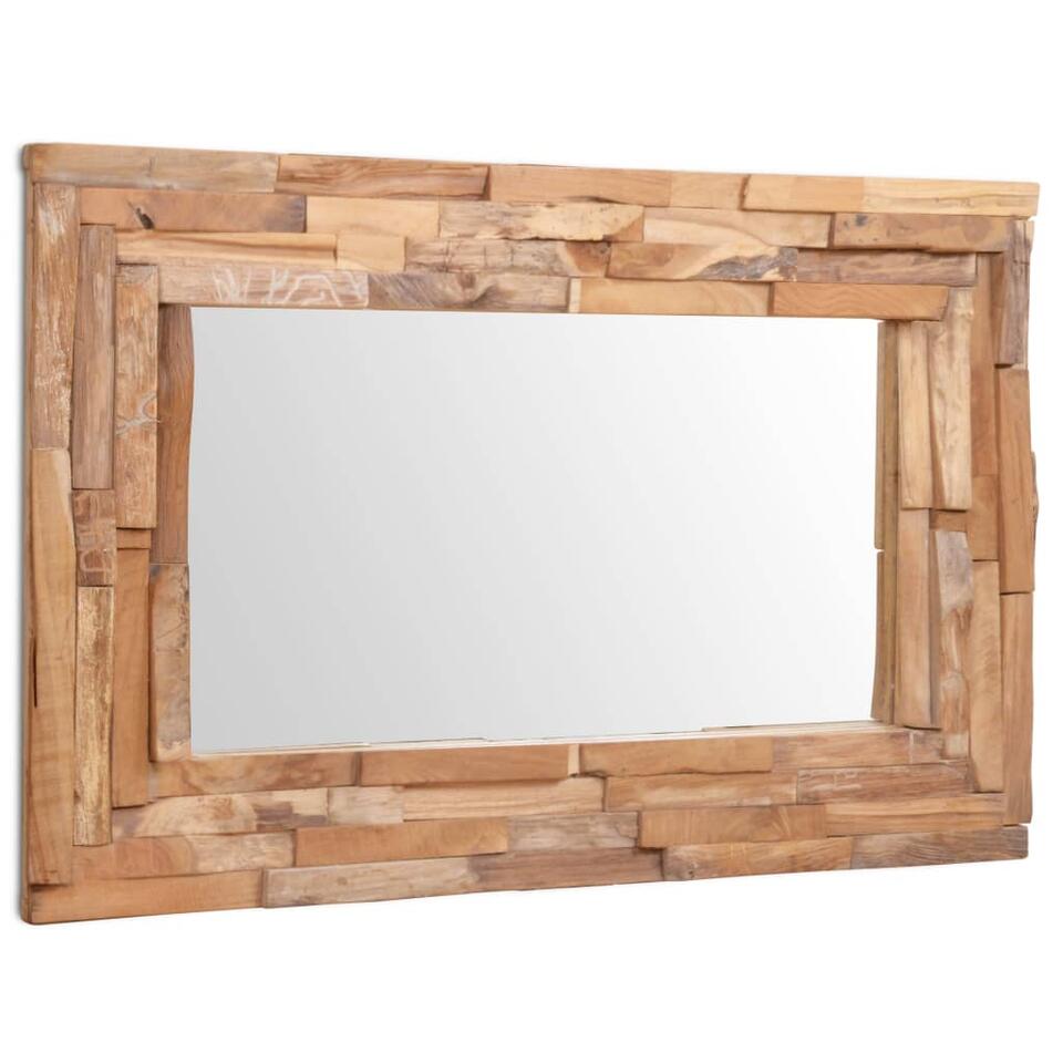 vidaXL Decoratieve spiegel rechthoekig 90x60 cm teakhout Leen Bakker